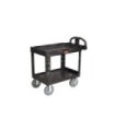 Rubbermaid FG452010BLA SOP: HD Utility Cart-Med 24"x36"-Lip 2Shelf/Pnem Ctr-Black, Price Per EA