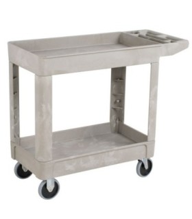Rubbermaid FG452089BEIG HD Utility Cart -Med 24"x36"Flat HDL-Lip 2 Shelf-Beige, Price Per EA - FG452089BEIG -  - [unit price]