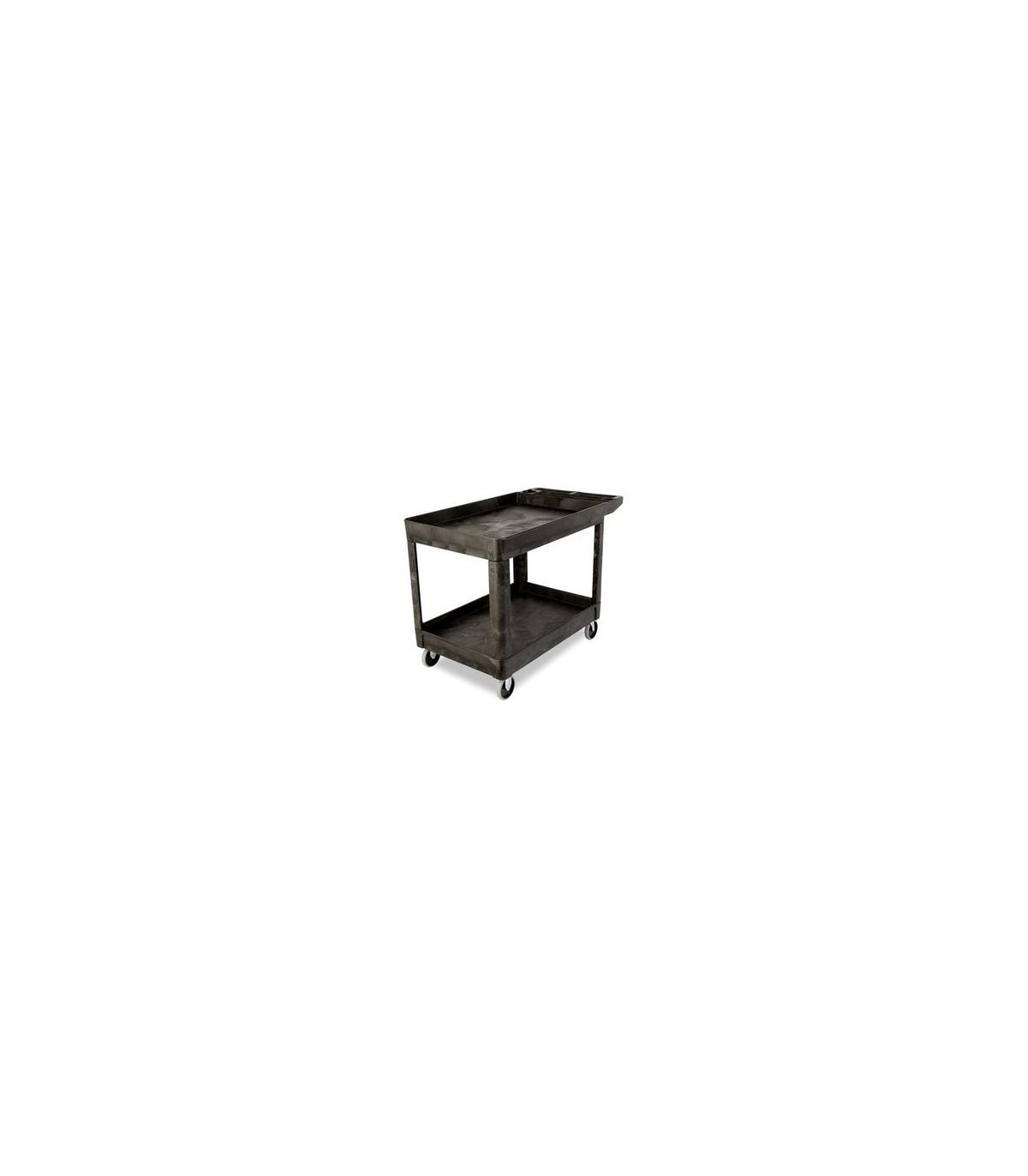 Rubbermaid FG452089BLA HD Utility Cart -Med 24"x36"Flat HDL-Lip 2 Shelf-Black, Price Per EA - FG452089BLA -  - [unit price]