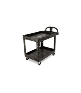 Rubbermaid FG454600BLA HD Utility Cart - Large 24"x48" - Lip 2 Shelf - Black, Price Per EA - FG454600BLA -  - [unit price]