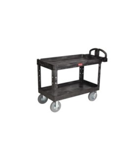 Rubbermaid FG454610BLA SOP: HD Utility Cart-Large 24"x48"-Lip 2Shelf/Pnum Ctr-Blk, Price Per EA - FG454610BLA -  - [unit price]
