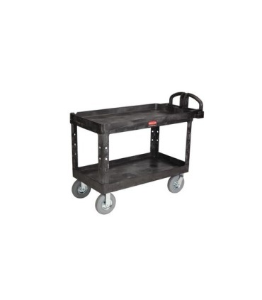 Rubbermaid FG454610BLA SOP: HD Utility Cart-Large 24"x48"-Lip 2Shelf/Pnum Ctr-Blk, Price Per EA - FG454610BLA -  - [unit price]
