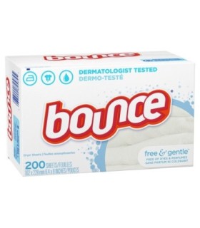 P&G 37000-82584 Bounce - Fabric Softener Free & Gentle - 6/200ct - 37000-82584 -  - [unit price]
