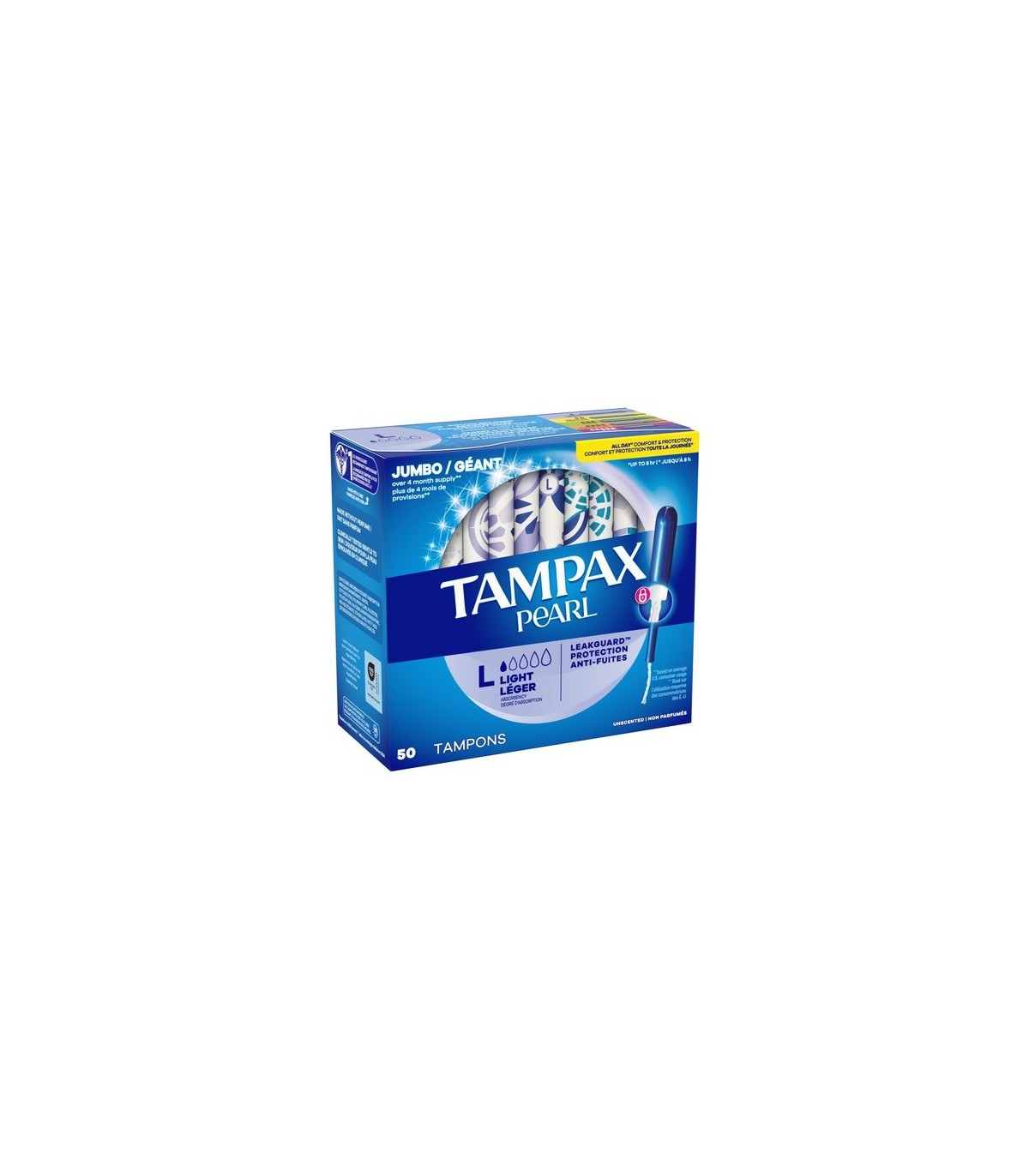 P&G 73010-71160 Tampax - Pearl w/LeakGuard Light Unscented - 8/50ct - 73010-71160 -  - [unit price]