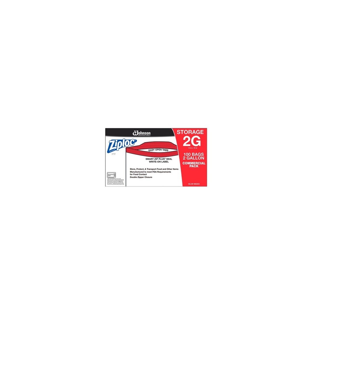 SC JOHNSON 19800707603 Ziploc Pro - Storage 2 Gallon - 1.66mil - 100ct[94603] - 19800707603 -  - [unit price]