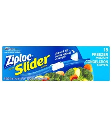 SC JOHNSON 67140009604 SOP: Ziploc Brand Bags - Slider Freezer - Medium - 12/15ct - 67140009604 -  - [unit price]
