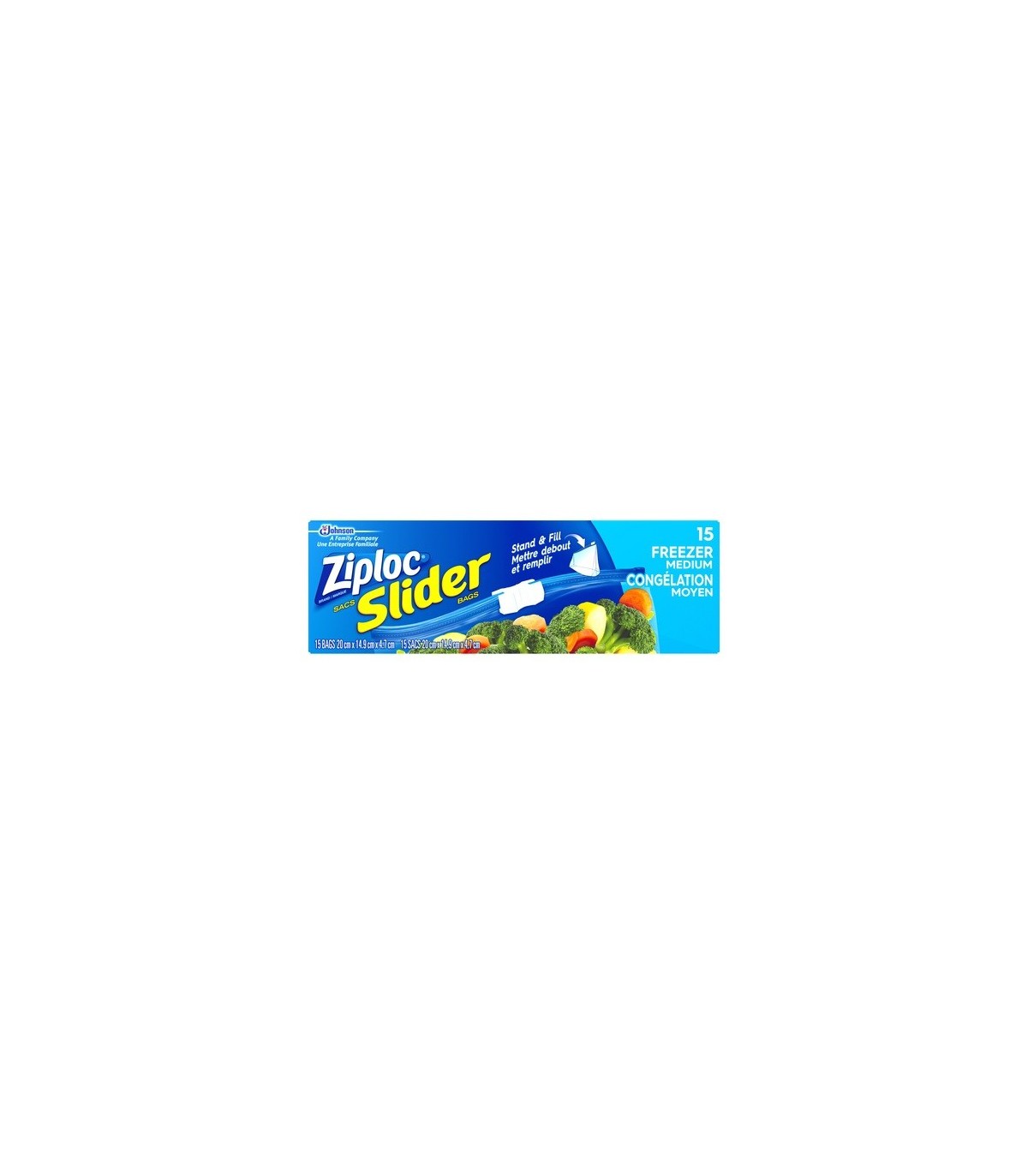 SC JOHNSON 67140009604 SOP: Ziploc Brand Bags - Slider Freezer - Medium - 12/15ct - 67140009604 -  - [unit price]