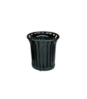 Rubbermaid UR MT32PLBK Americana Series - Round Open Top 36G Wideslat - Black - MT32PLBK -  - [unit price]
