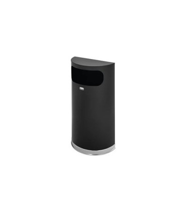 Rubbermaid UR SO820PLBK Half Round - Flat Top Side Open Recep 9G - Blk/Chrome - SO820PLBK -  - [unit price]