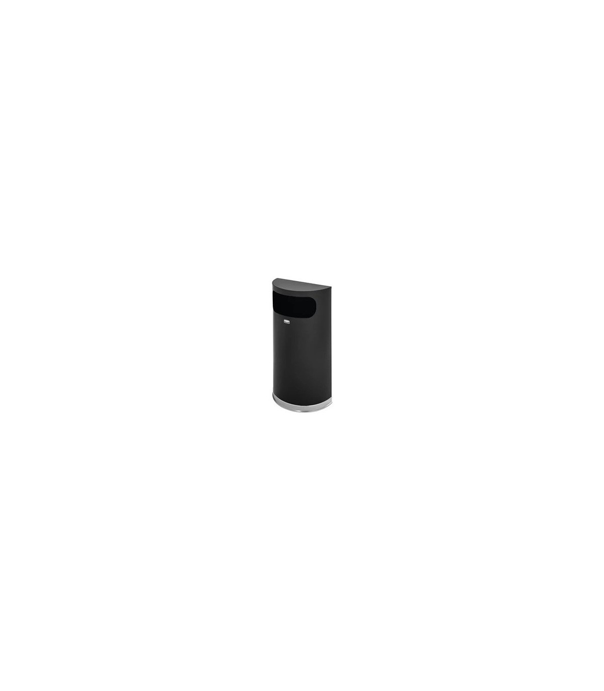 Rubbermaid UR SO820PLBK Half Round - Flat Top Side Open Recep 9G - Blk/Chrome - SO820PLBK -  - [unit price]
