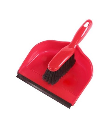 GLOBE 1946Dustpan - Plastic 12" w/Clip-on Brush - Red, Case: 24, Price by CS - 1946 -  - [unit price]