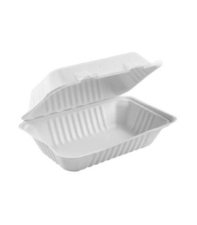 GLOBE 6013Compostable Hinged Cont - 9x6x3" - 50bg/4bg/cs, Case: 200, Price by CS - 6013 -  - [unit price]