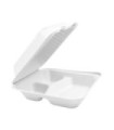 GLOBE 6014Compostable Hinged Cont w/3 Section-8x8x3"-50bg/4bg/cs, Case: 200, Price by CS