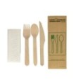 GLOBE 6051Compostable Wood Fork/Knife/Spoon/Napkin-1/bg/500bg/cs, Case: 500, Price by CS