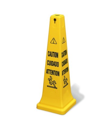 GLOBE 7201Safety Cone "Caution Wet Floor" 36" Eng/Fre- Yellow, Case: 6, Price by EA - 7201 -  - [unit price]
