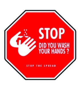 GLOBE 7253OBS: Floor Decals - 6x6" Wash Hands Logo - Red, Case: 1, Price by EA - 7253 -  - [unit price]