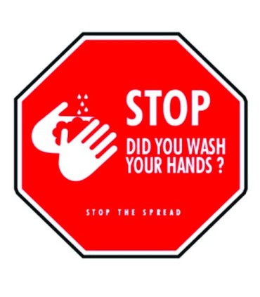 GLOBE 7253OBS: Floor Decals - 6x6" Wash Hands Logo - Red, Case: 1, Price by EA - 7253 -  - [unit price]