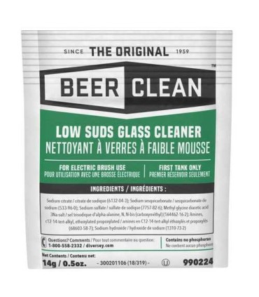 Diversey 990224 Beer Clean - Glass Cleaner Low Suds Packets - 100/14g - 990224 -  - [unit price]