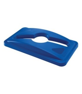 Rubbermaid FG1788372 Slim Jim - Lid w/Slot/Hole Mixed Recycle Fit 3540-Blue, Price Per EA - FG1788372 -  - [unit price]