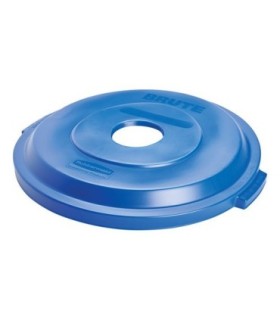 Rubbermaid FG1788376 Brute Lid for 32G w/Hole for Bottle/Can Recycle - Blue, Price Per EA - FG1788376 -  - [unit price]