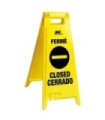M2 Professional WF7006 Floor Sign "Closed" - English/French/Spanish - Yellow