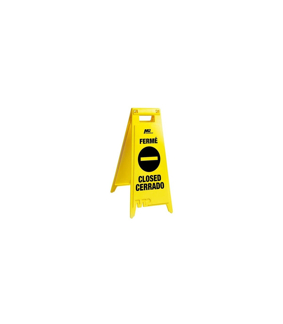 M2 Professional WF7006 Floor Sign "Closed" - English/French/Spanish - Yellow - WF7006 -  - [unit price]