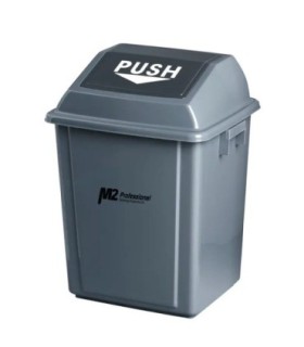 M2 Professional WMPS0025 Ez-Push Square Garbage Container 25L w/Lid - Grey - WMPS0025 -  - [unit price]