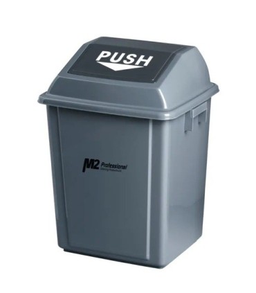M2 Professional WMPS0025 Ez-Push Square Garbage Container 25L w/Lid - Grey - WMPS0025 -  - [unit price]