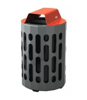 FROST 2020-RED SALE: Waste Receptacle - Outdoor Stingray 42G - Grey/Red - 2020-RED -  - [unit price]