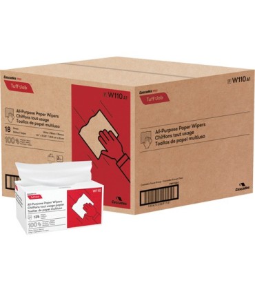 Cascade W110 Pro Tuff-Job Single-Fold Pop-Up Paper Wipers, All-Purpose, 10-1/4" L x 8" W / Case of 18 - W110 -  - [unit price]