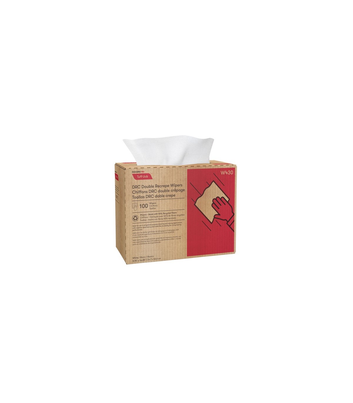 Cascade W430 Pro Tuff-Job™ Wipers, All-Purpose, 9-3/4" L x 16-1/2" W / Box of 100 - W430 -  - [unit price]