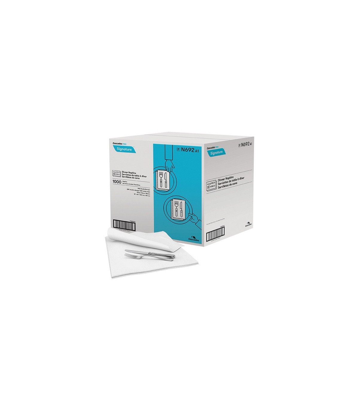Cascade N692 Pro Signature Dinner Napkins, 1 Ply, 15" x 15" / Case of 1000 - N692 -  - [unit price]