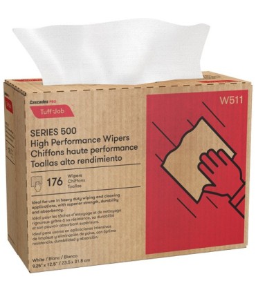 Cascade W511 Pro Tuff-Job High Performance Spunlace Wipers, All-Purpose, 12-1/2" L x 9-1/4" W - W511 -  - [unit price]