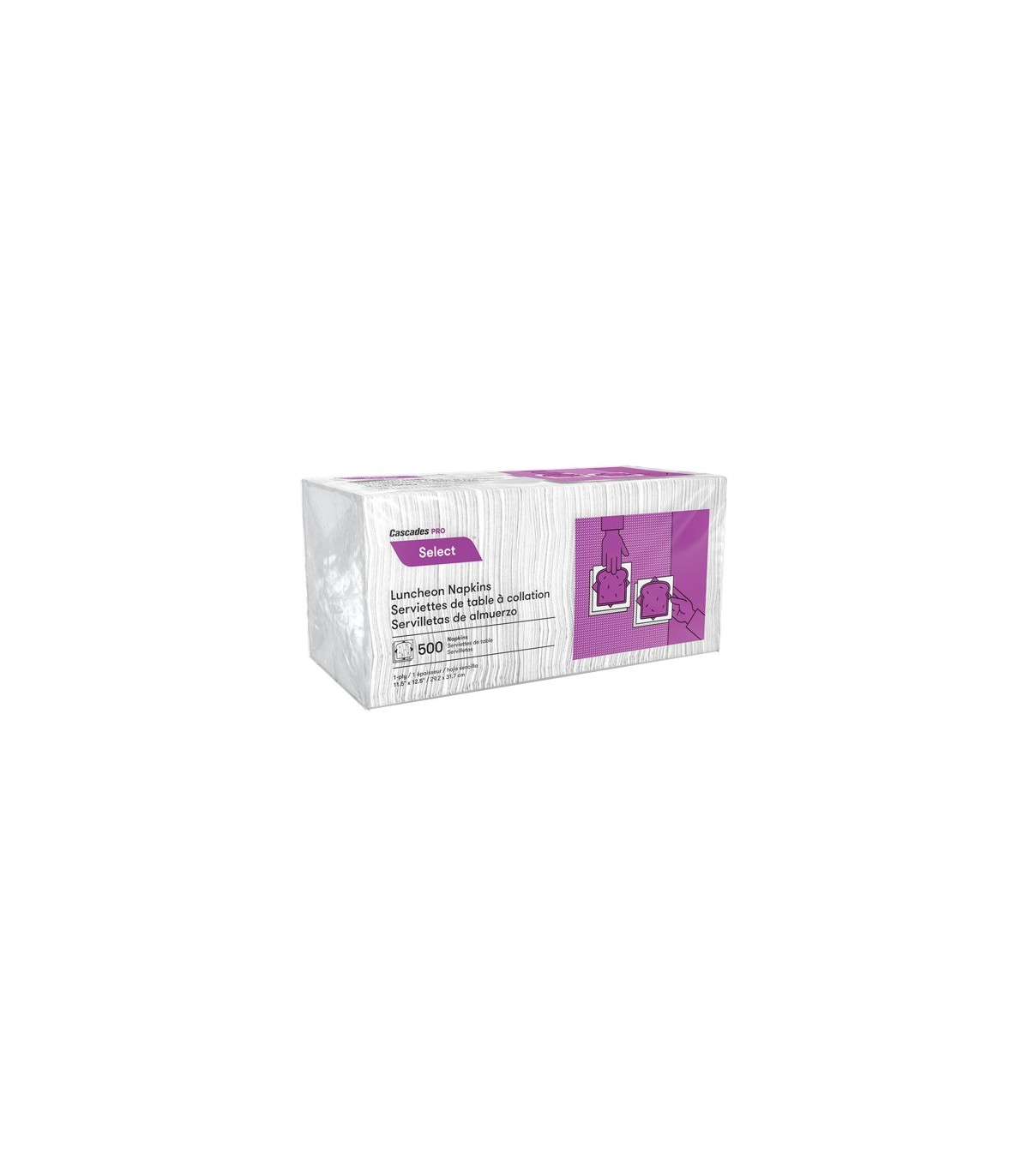 Cascade N020 Pro Select™ 1/4 Fold Luncheon Napkins, 1 Ply, 12.5" x 11.5" - N020 -  - [unit price]