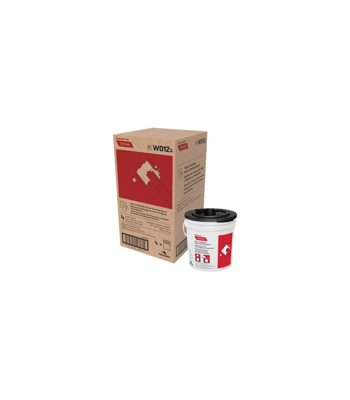 Cascade W012 PRO Tuff-Job Refillable Bucket & Lid for W011 Wipers - W012 -  - [unit price]
