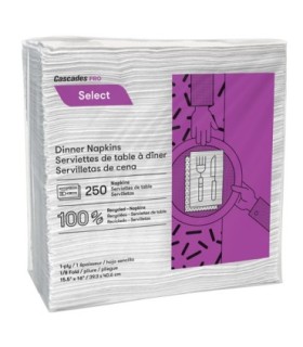 Cascade N050 Pro Select™ 1/8 Fold Dinner Napkins, 1 Ply, 15.5" x 16" - N050 -  - [unit price]
