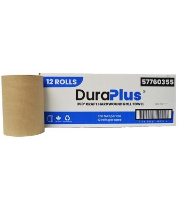 DuraPlus® Hardwound Paper Towel, Kraft, 350', 12 Rolls/Case, Made in Canada - DP0355 -  - [unit price]