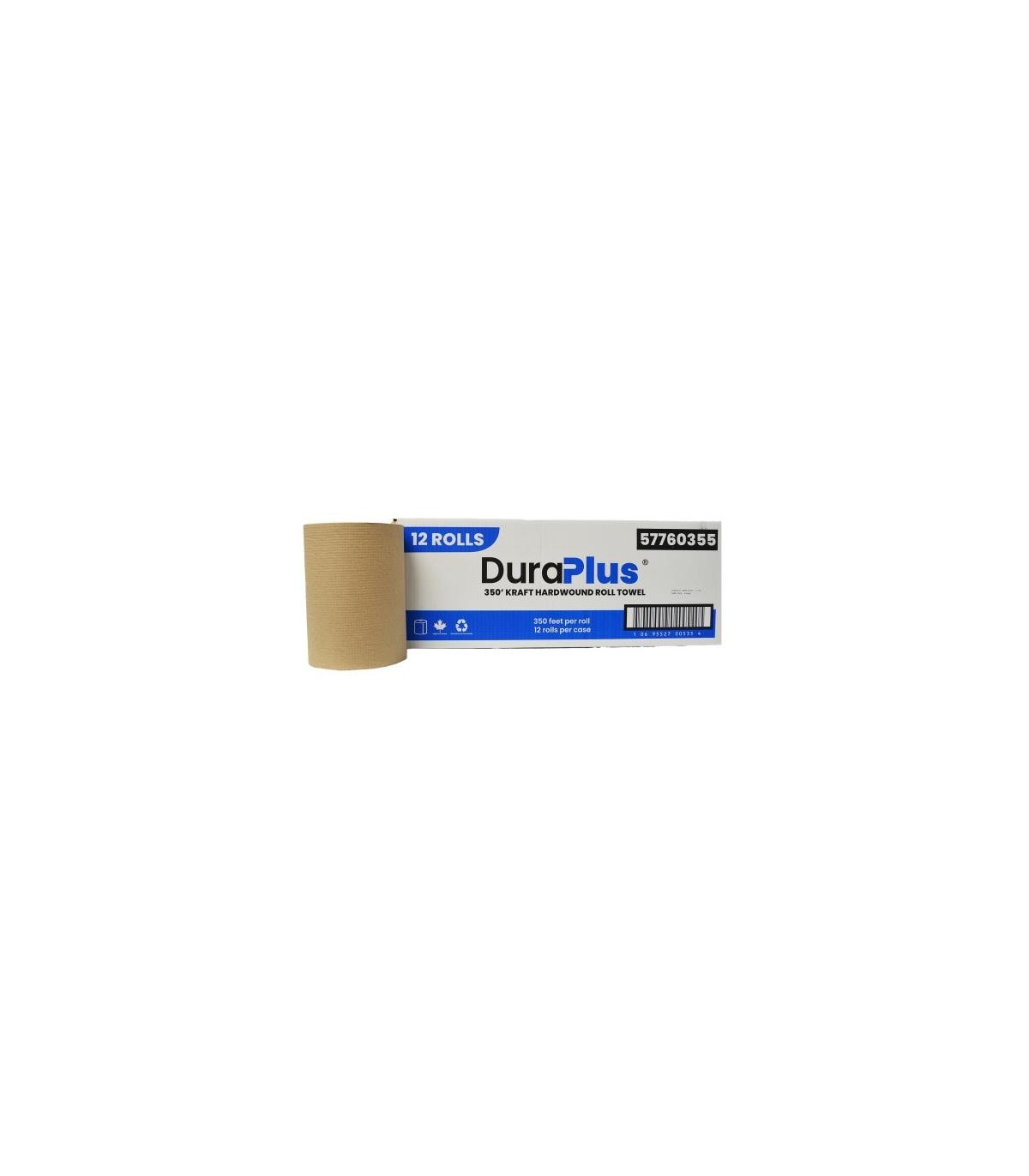 DuraPlus® Hardwound Paper Towel, Kraft, 350', 12 Rolls/Case, Made in Canada - DP0355 -  - [unit price]