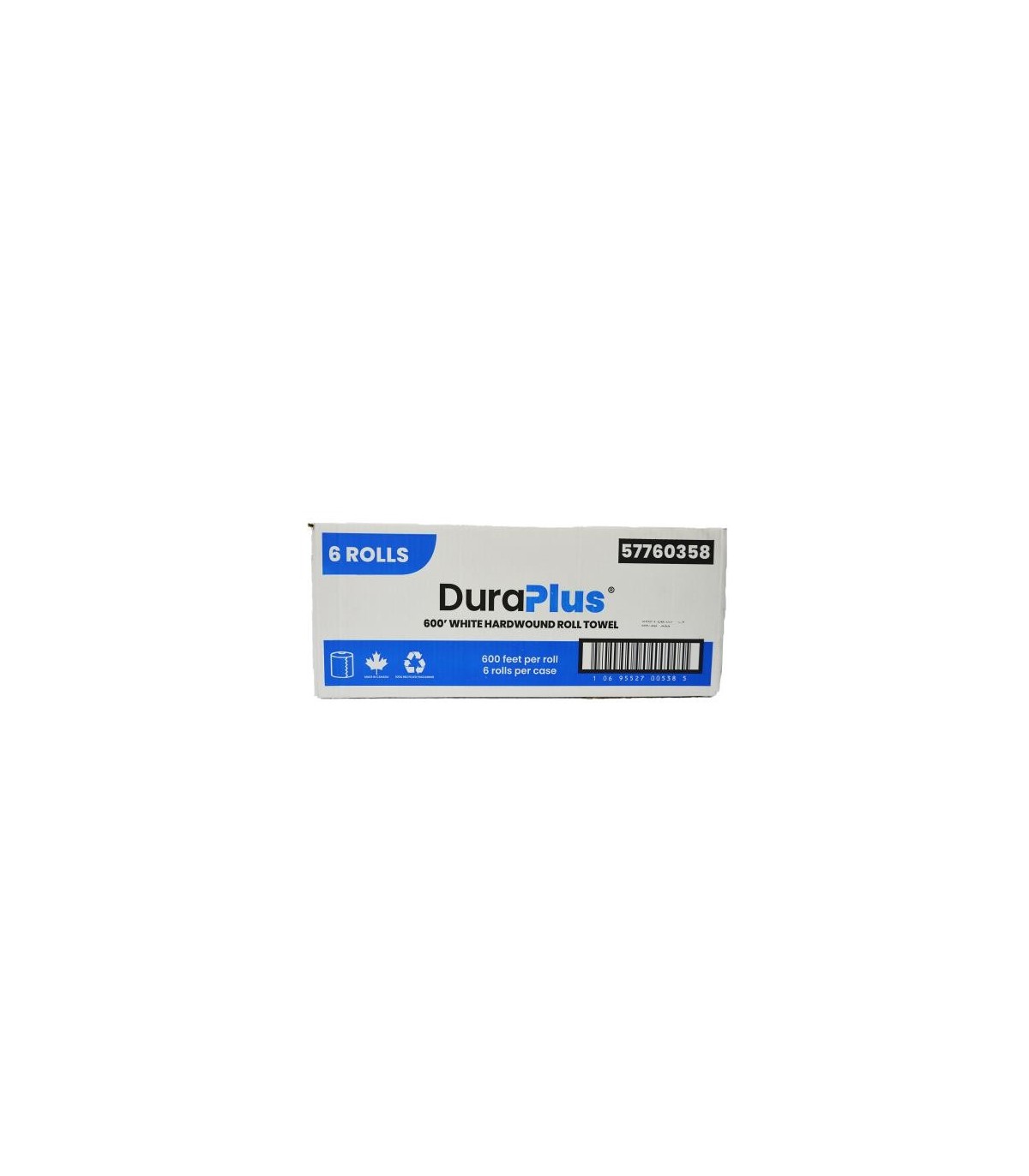 DuraPlus® Hardwound Paper Towel, White, 600', 6 Rolls/Case, Made in Canada - DP0358 -  - [unit price]