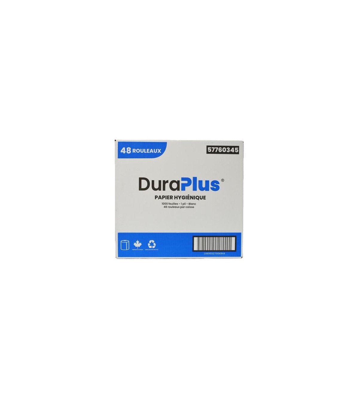 DuraPlus® Bathroom Tissue, 1-Ply, White, 1,000Sheets/Roll, 48/Case, Made in Canada - DP0345 -  - [unit price]