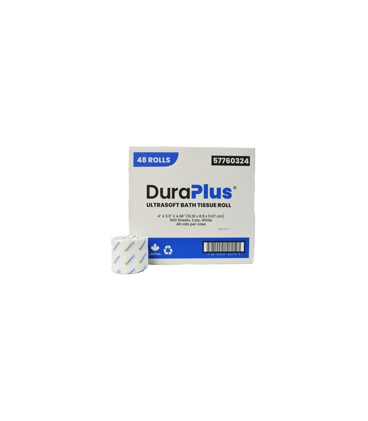 DuraPlus® Bathroom Tissue, 2-Ply, White, 48 Rolls/Case, 500 Sheets/Roll, Made in Canada - 57760324 -  - [unit price]