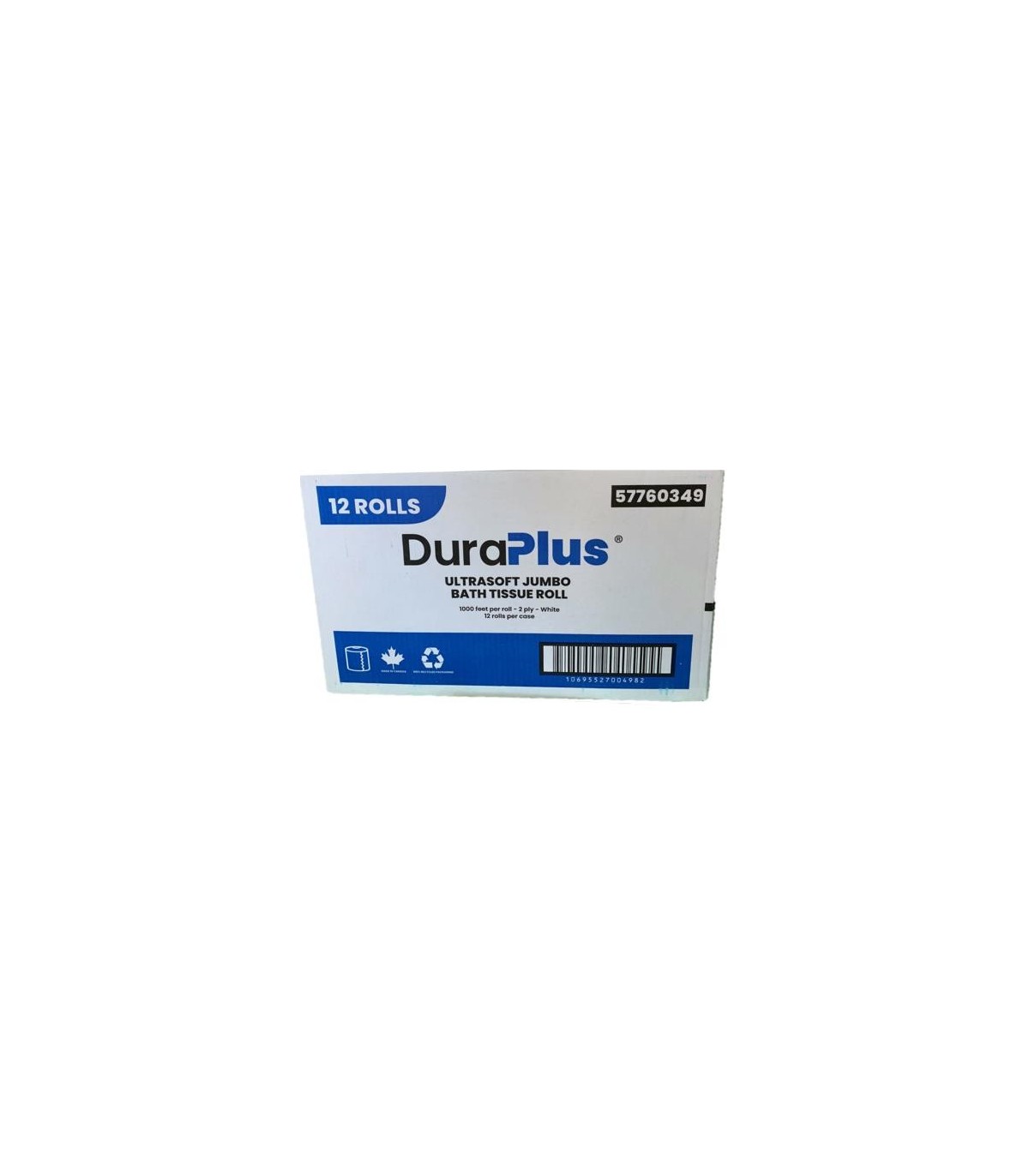 DuraPlus® Universal Jumbo Bathroom Tissue, 2-Ply, White, 1000', 12 Rolls/Case, Made in Canada - 57760349 -  - [unit price]