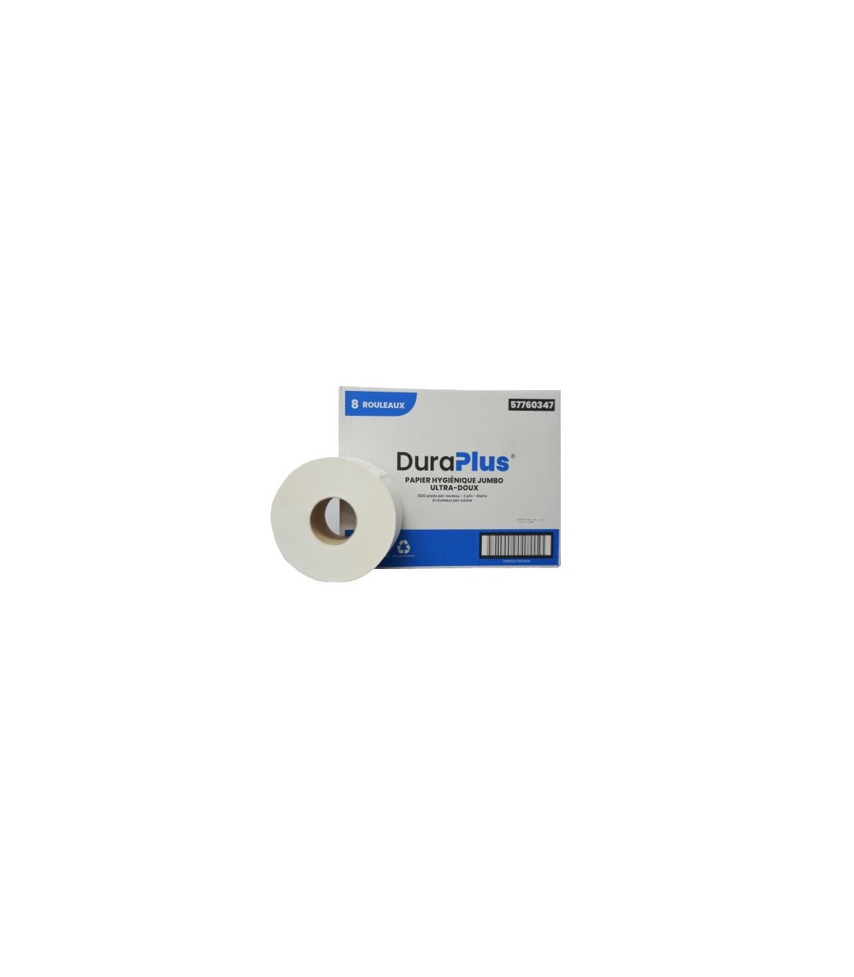 DuraPlus® UltraSoft Jumbo Bathroom Tissue, 2-Ply, White, 1000' , 8 Rolls/Case, Made in Canada - 57760347 -  - [unit price]