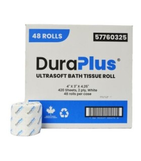 DuraPlus® Bathroom Tissue, 2-Ply, White, 48 Rolls/Case, 420 Sheets/Roll, Made in Canada - 57760325 -  - [unit price]