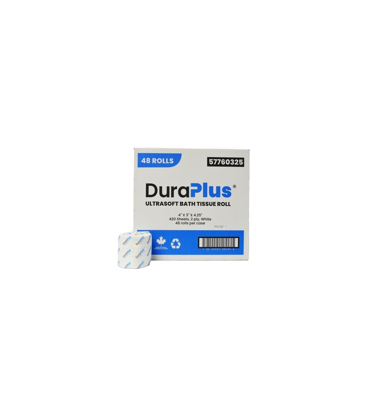 DuraPlus® Bathroom Tissue, 2-Ply, White, 48 Rolls/Case, 420 Sheets/Roll, Made in Canada - 57760325 -  - [unit price]