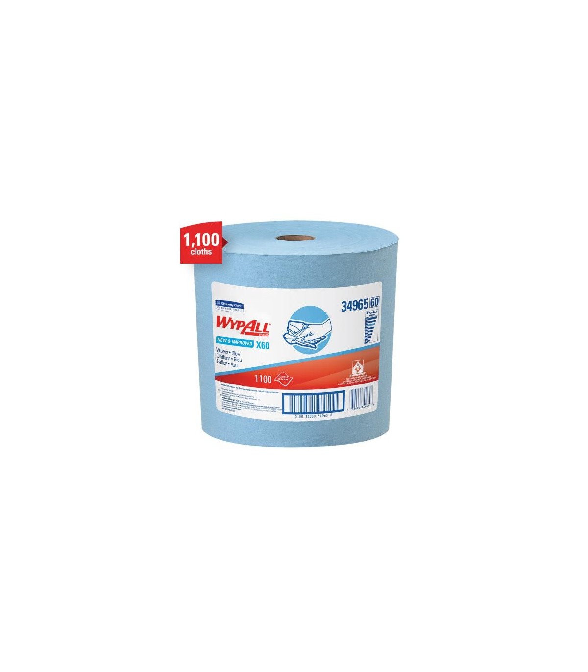 Wypall 34965 Wypall Teri Jumbo Roll 12X13.4 Blue 1100 Sheets 1/Rl, Pricerl - 15400 -  - [unit price]