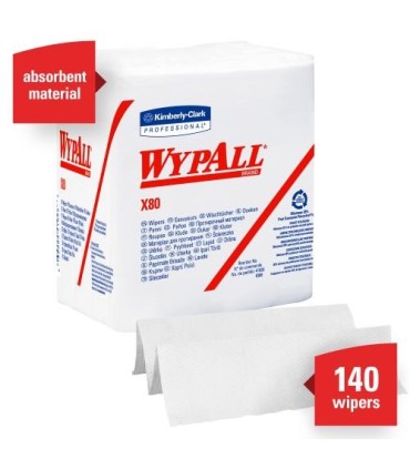 Wypall 41026 Wypall X80 Wipers 1/4 Fold 12.5X12 White 4/50, Pricecs - 41026 -  - [unit price]
