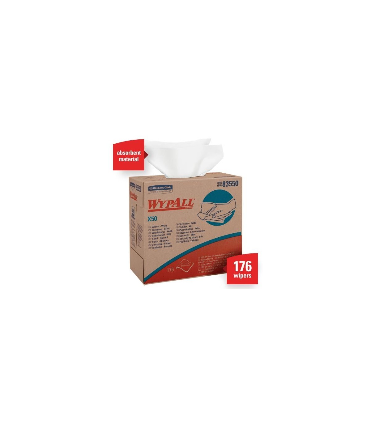 Wypall 83550 Wypall X50 Pop-Up Box 8.34" X 12.5" 10/176, Pricecs - 83550 -  - [unit price]