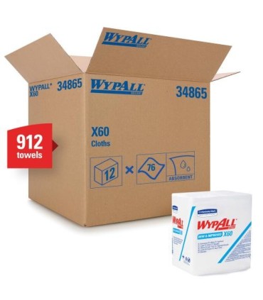 Wypall 34865-60 X60 Rein Wipers White 1/4 Fold (12X76) 12/76, Pricecs - 20643404 -  - [unit price]