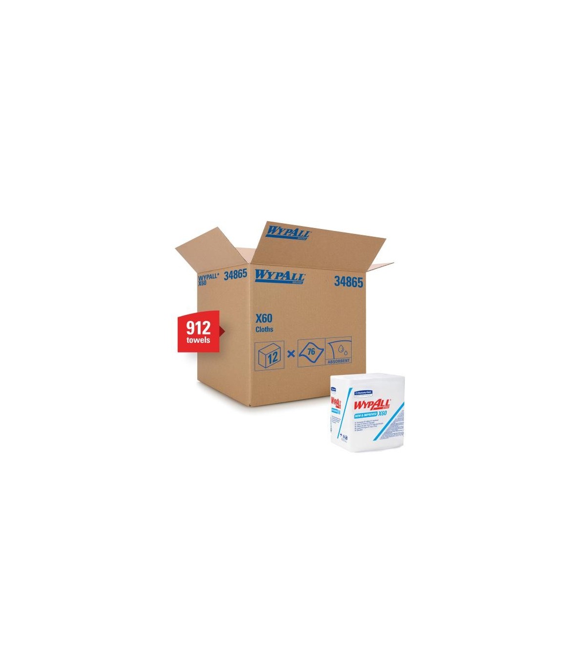 Wypall 34865-60 X60 Rein Wipers White 1/4 Fold (12X76) 12/76, Pricecs - 20643404 -  - [unit price]